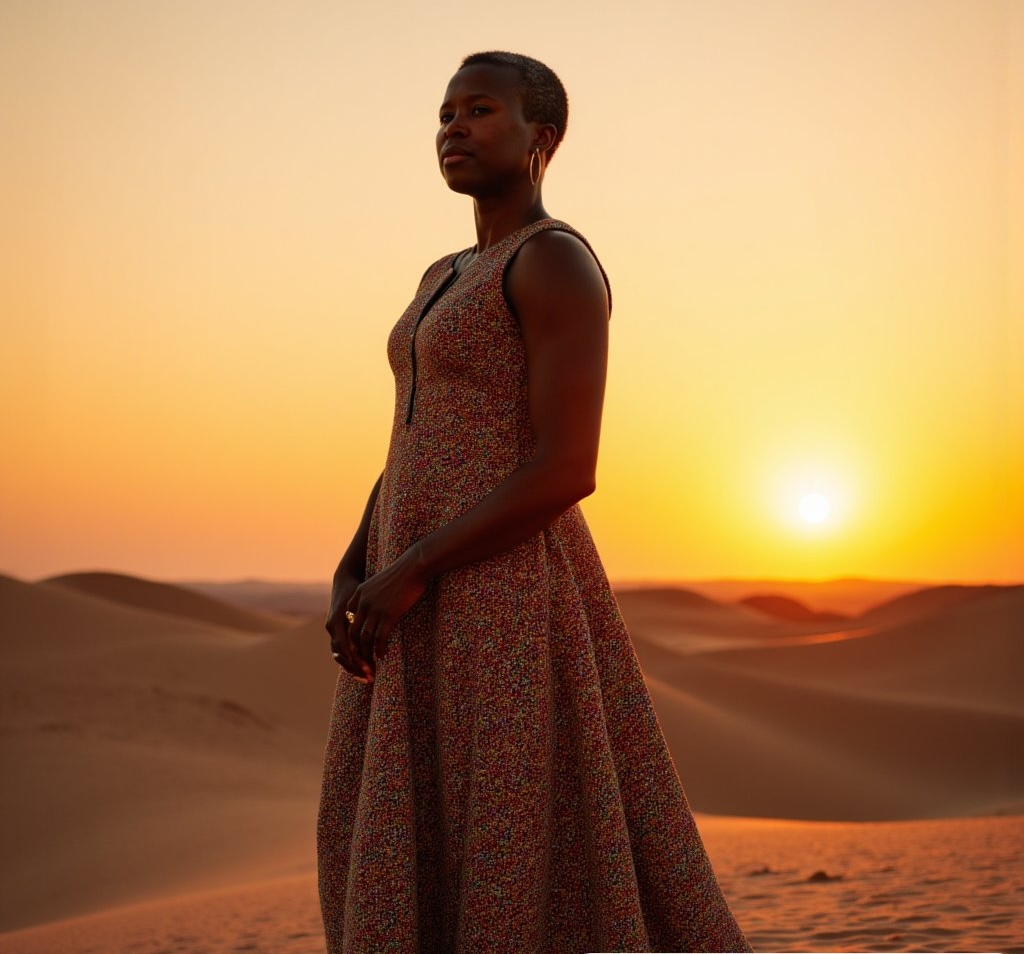 A portrait placed in a brand new desert location, generated by a Sublimate model